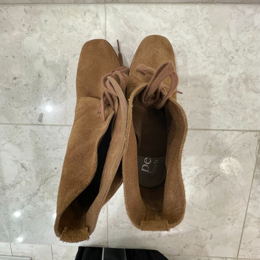 PEDRO GARCIA {36} Carmel suede platform wedge bootie lace up rubber sole - Picture 5 of 8